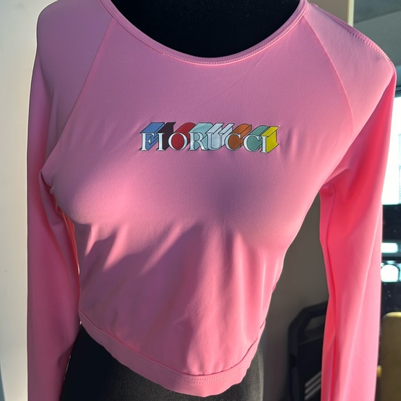 Fiorucci 3-D Logo Hot Pink Crop Top Size XL NWOT - Picture 3 of 7